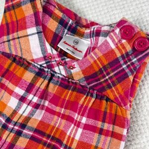 Hanna Andersson Girl's Dress Size 110 Plaid Sleeveless Buttons Ruffle Hem